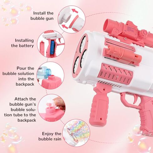 Bubble Gun, Upgrade Gatling Bubble Machine Gun Portable Bubble Maker with Backpack, Anti-Leakage Bubble Blower Gun Gifts for Boys Girls Age 3 4 5 6 7 8 9 10 11 12 Years Old (Blue) in Saudi Arabia