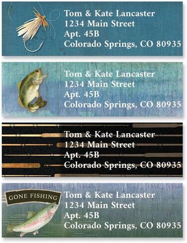 Colorful Images Gone Fishing Classic Personalized Return Address Labels - Set of 240, Self-Adhesive Stickers, 5/8" x 2" in Saudi Arabia