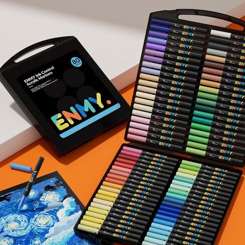 ENMY 80 Colors Acrylic Paint Markers, Direct Liquid Acrylic Paint Marker Pen, Fabric Markers for Textile, Canvas, Rock, Glass, Wood, Paper, DIY, Acrylic Coloring Pens for DIY Craft Supplies in Saudi Arabia