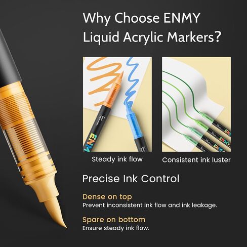 ENMY 80 Colors Acrylic Paint Markers, Direct Liquid Acrylic Paint Marker Pen, Fabric Markers for Textile, Canvas, Rock, Glass, Wood, Paper, DIY, Acrylic Coloring Pens for DIY Craft Supplies in Saudi Arabia