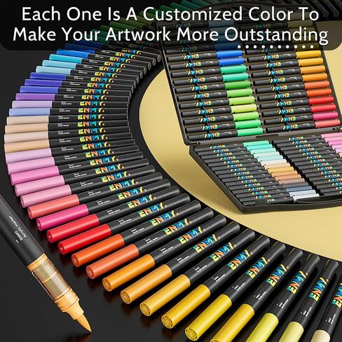 ENMY 80 Colors Acrylic Paint Markers, Direct Liquid Acrylic Paint Marker Pen, Fabric Markers for Textile, Canvas, Rock, Glass, Wood, Paper, DIY, Acrylic Coloring Pens for DIY Craft Supplies in Saudi Arabia