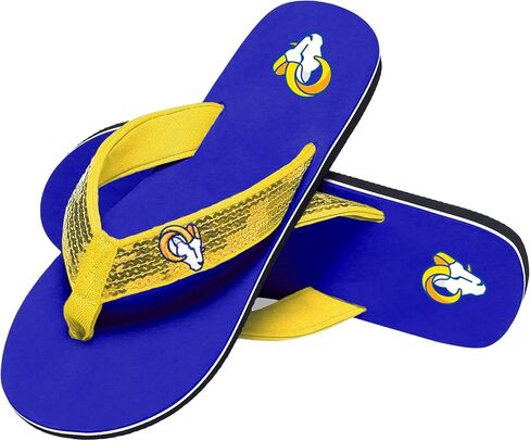 FOCO Green Bay Packers NFL Womens Sequin Flip Flops - M in Saudi Arabia