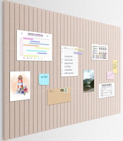 Smarpau Barge Cork Board 48 "x36" ، 12 لوحات من ألواح النشرة ، لوحة دبوس Corkboard مع 50 علامات تبويب لاصقة قابلة للإزالة 35 Pushpins ، بلاط جدار الفلين للفصول الدراسية المنزلية المكتبية (خطوط رأسية خفيفة الجمل) in Kuwait