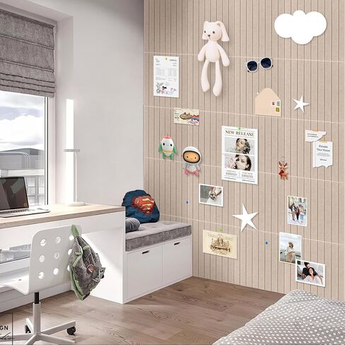 Smarpau Barge Cork Board 48 "x36" ، 12 لوحات من ألواح النشرة ، لوحة دبوس Corkboard مع 50 علامات تبويب لاصقة قابلة للإزالة 35 Pushpins ، بلاط جدار الفلين للفصول الدراسية المنزلية المكتبية (خطوط رأسية خفيفة الجمل) in Kuwait