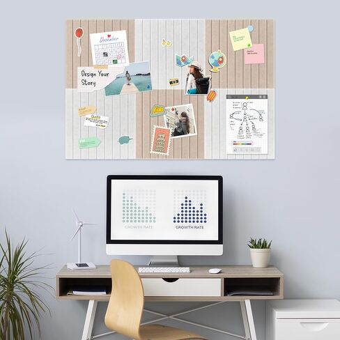 Smarpau Barge Cork Board 48 "x36" ، 12 لوحات من ألواح النشرة ، لوحة دبوس Corkboard مع 50 علامات تبويب لاصقة قابلة للإزالة 35 Pushpins ، بلاط جدار الفلين للفصول الدراسية المنزلية المكتبية (خطوط رأسية خفيفة الجمل) in Kuwait