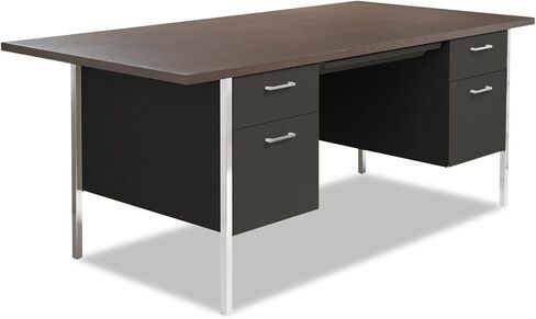 ALERA SD7236BW مكتب فولاذي مزدوج ، 72W × 36D × 29-1/2H ، الجوز/الأسود in Saudi Arabia