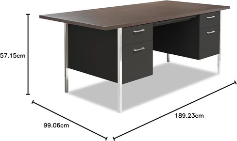 ALERA SD7236BW مكتب فولاذي مزدوج ، 72W × 36D × 29-1/2H ، الجوز/الأسود in Saudi Arabia