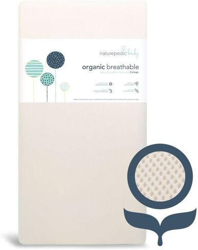 Naturepedic Organic Baby Crib Mattress - Lightweight Infant & Toddler Mattress - Waterproof Baby Bed Mattress for Crib - Non-Toxic Mattress for Baby and Toddler Bed - 52" x 28" in Saudi Arabia
