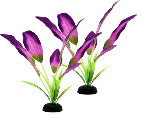 Silk Aquarium Plants for Betta Fish Tank, 2 Pcs 8 Inch Small Silk Aquarium Plant Aquatic Water Grass Decoration, Purple in Kuwait