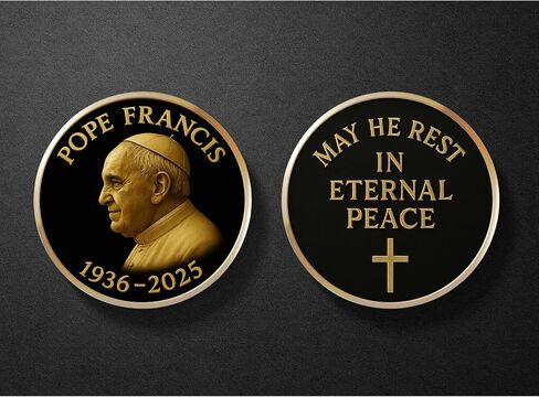 Pope Francis Memorial Coin - Catholic Collectible Brass Token - Limited Edition Keepsake -Religion Coin (Gold Color) in Saudi Arabia