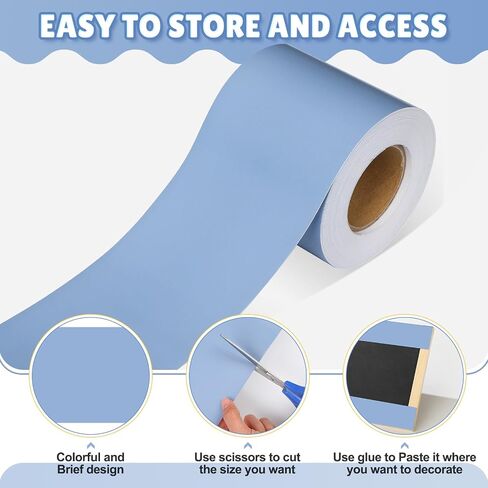Fuutreo 65.6 ft Cottage Blue Bulletin Board Borders Die Cut Straight Rolled Border Trim for School Classroom Bulletin Board Decoration Chalkboard Home Office Party Decor in Saudi Arabia