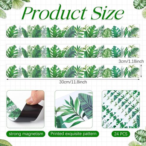 24 Pcs Magnetic Borders for Classroom Whiteboard Magnetic Strips Bulletin Board Borders School Classroom Chalkboard Trim Decorations for School Teacher Decorations (Wildflowers) in Saudi Arabia