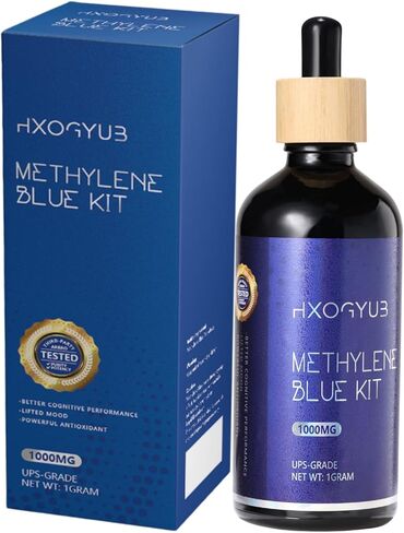 مجموعة مسحوق الميثيلين الأزرق، 8 جرام، تم اختباره من قبل طرف ثالث بنسبة 99+%، متوافق مع درجة USP، مكمل غذائي لصحة الدماغ للبشر، خالٍ من الفورمالديهايد، بما في ذلك أكواب القياس والقمع in Kuwait