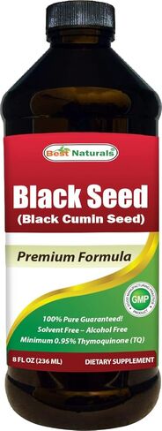 Best Naturals Black Seed Oil - Minimum 0.95% Thymoquinone (TQ) - Cold Pressed Nigella Sativa Aids in Digestive Health, Immune Support, Brain Function, Joint Mobility, Gluten Free, Non GMO - 16 OZ in Saudi Arabia