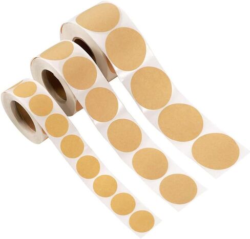 1000PCS 1 Inch Circle Dot Stickers Garage Sale Price Tag Sticker, Round Coding Labels Blank Yard Sale Price Stickers Natural Brown Dot Sticker for Office Student Classroom Home Decorative (1 Inch) in Kuwait