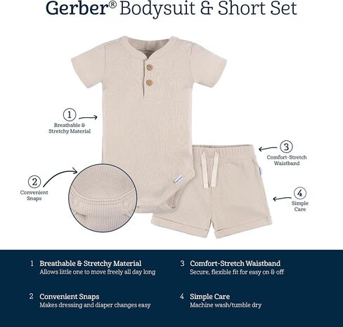 Gerber Unisex Baby Bodysuit and Short Set2-Piece Short Set in Kuwait