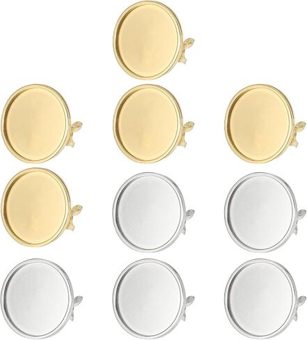 PATIKIL Stainless Ring Blank, 25mm 10 Pcs Adjustable Finger Ring Blank Base Bezel Trays Flat Pad Tray for Jewelry Making Finding DIY Carvings, Gold, Silver in Saudi Arabia