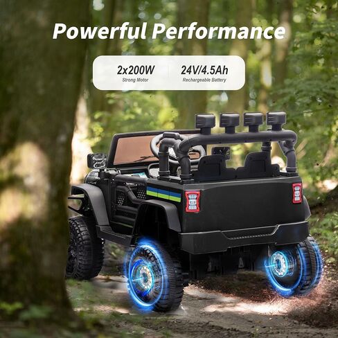 24V Kids Ride on Car, Kids Electric Vehicles Car Ride on Toy Truck for Toddlers w/Remote Control, 400W Motor - Black in Kuwait