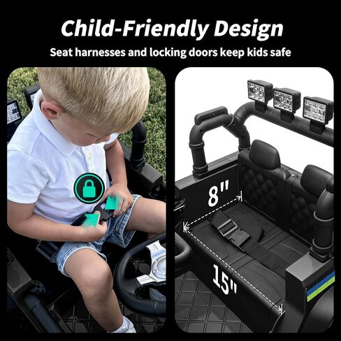 24V Kids Ride on Car, Kids Electric Vehicles Car Ride on Toy Truck for Toddlers w/Remote Control, 400W Motor - Black in Kuwait