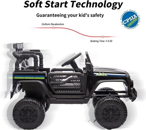 24V Kids Ride on Car, Kids Electric Vehicles Car Ride on Toy Truck for Toddlers w/Remote Control, 400W Motor - Black in Kuwait