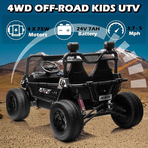 NewQida XXL 24V Ride On Toys for Big Kids UTV ، سيارة ركوب على مقاعد مع التحكم عن بعد ، تعليق صدمة 4WD 4-WHEELER ، حتى 5 ميل في الساعة ، إطارات مطاطية EVA ، بلوتوث ، موسيقى ، مقعد واسع ، وردي in Saudi Arabia