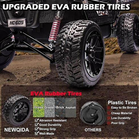 NewQida XXL 24V Ride On Toys for Big Kids UTV ، سيارة ركوب على مقاعد مع التحكم عن بعد ، تعليق صدمة 4WD 4-WHEELER ، حتى 5 ميل في الساعة ، إطارات مطاطية EVA ، بلوتوث ، موسيقى ، مقعد واسع ، وردي in Saudi Arabia