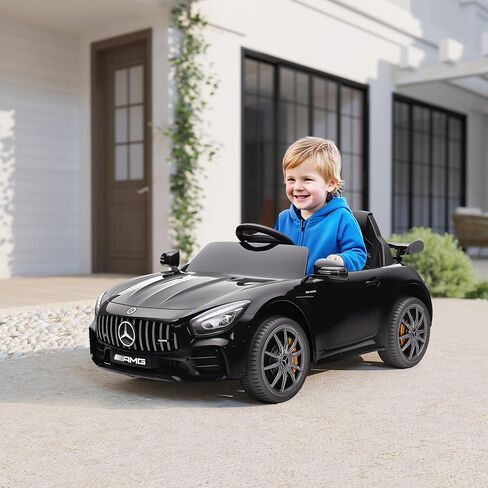 Qaba Mercedes-Benz AMG GTR Licensed 12V Kids Ride on Car, Battery Powered Electric Car for Toddlers with Remote Control, Transport Wheels, Soft Start, Lights, Music, Horn for 3-6 Years, Black in Kuwait
