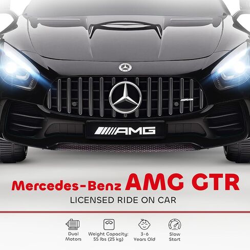 Qaba Mercedes-Benz AMG GTR Licensed 12V Kids Ride on Car, Battery Powered Electric Car for Toddlers with Remote Control, Transport Wheels, Soft Start, Lights, Music, Horn for 3-6 Years, Black in Kuwait