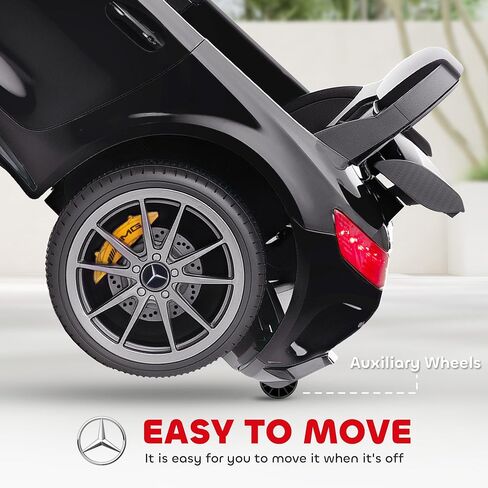 Qaba Mercedes-Benz AMG GTR Licensed 12V Kids Ride on Car, Battery Powered Electric Car for Toddlers with Remote Control, Transport Wheels, Soft Start, Lights, Music, Horn for 3-6 Years, Black in Kuwait