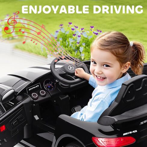 Qaba Mercedes-Benz AMG GTR Licensed 12V Kids Ride on Car, Battery Powered Electric Car for Toddlers with Remote Control, Transport Wheels, Soft Start, Lights, Music, Horn for 3-6 Years, Black in Kuwait