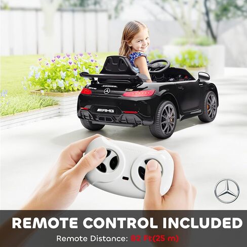 Qaba Mercedes-Benz AMG GTR Licensed 12V Kids Ride on Car, Battery Powered Electric Car for Toddlers with Remote Control, Transport Wheels, Soft Start, Lights, Music, Horn for 3-6 Years, Black in Kuwait