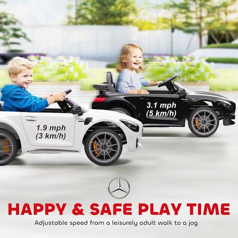 Qaba Mercedes-Benz AMG GTR Licensed 12V Kids Ride on Car, Battery Powered Electric Car for Toddlers with Remote Control, Transport Wheels, Soft Start, Lights, Music, Horn for 3-6 Years, Black in Kuwait