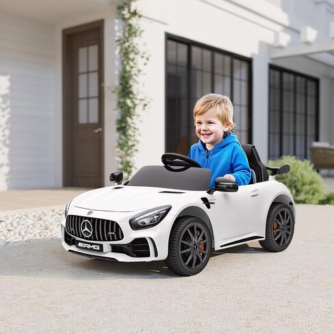 Qaba Mercedes-Benz AMG GTR مرخصة من 12 فولت أطفال ركوب السيارة على السيارة ، سيارة كهربائية تعمل بالبطارية للأطفال الصغار مع التحكم عن بعد ، عجلات النقل ، بداية ناعمة ، أضواء ، موسيقى ، قرن لمدة 3-6 سنوات ، أسود in Kuwait