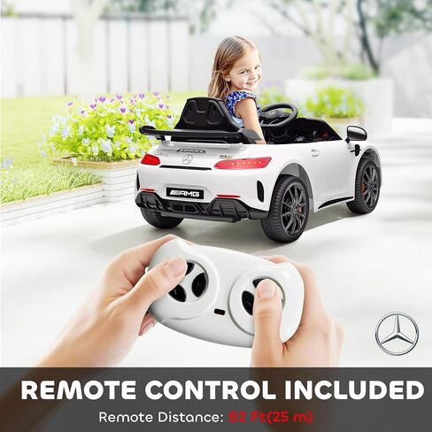 Qaba Mercedes-Benz AMG GTR مرخصة من 12 فولت أطفال ركوب السيارة على السيارة ، سيارة كهربائية تعمل بالبطارية للأطفال الصغار مع التحكم عن بعد ، عجلات النقل ، بداية ناعمة ، أضواء ، موسيقى ، قرن لمدة 3-6 سنوات ، أسود in Kuwait