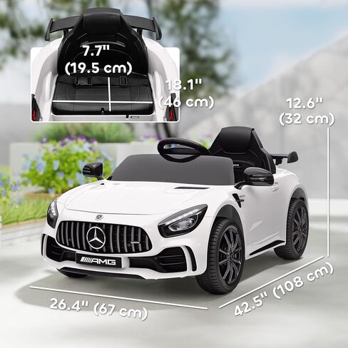 Qaba Mercedes-Benz AMG GTR مرخصة من 12 فولت أطفال ركوب السيارة على السيارة ، سيارة كهربائية تعمل بالبطارية للأطفال الصغار مع التحكم عن بعد ، عجلات النقل ، بداية ناعمة ، أضواء ، موسيقى ، قرن لمدة 3-6 سنوات ، أسود in Kuwait