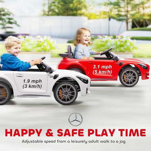 Qaba Mercedes-Benz AMG GTR مرخصة من 12 فولت أطفال ركوب السيارة على السيارة ، سيارة كهربائية تعمل بالبطارية للأطفال الصغار مع التحكم عن بعد ، عجلات النقل ، بداية ناعمة ، أضواء ، موسيقى ، قرن لمدة 3-6 سنوات ، أسود in Kuwait