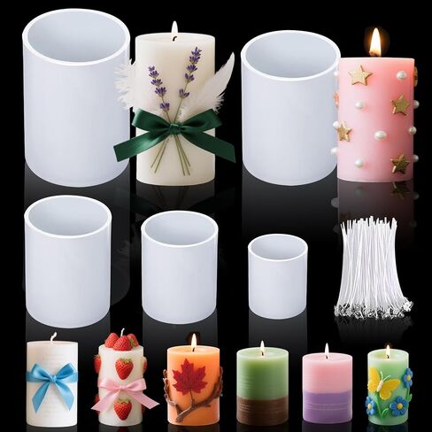 5Pcs Pillar Candle Wax Silicone Candles Mold for Candle Making Molds Silicone Shapes Soy Wax Moldes De Silicona para Hacer Velas Artesanales De Silicona in Kuwait