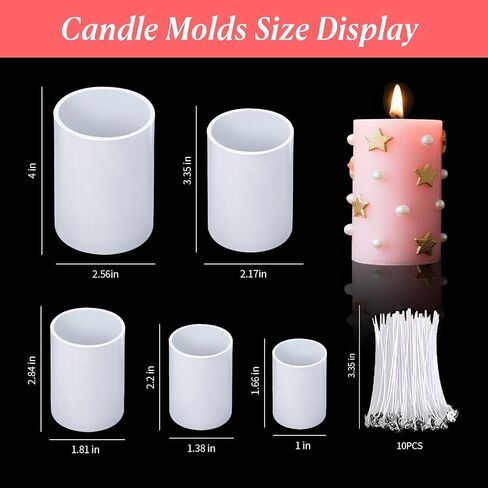 5Pcs Pillar Candle Wax Silicone Candles Mold for Candle Making Molds Silicone Shapes Soy Wax Moldes De Silicona para Hacer Velas Artesanales De Silicona in Kuwait
