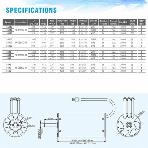 Surpass Hobby 56102 910KV Brushless Motor Shaft 8mm with Water Cooling Jacket for RC Boat (910kv) in Saudi Arabia