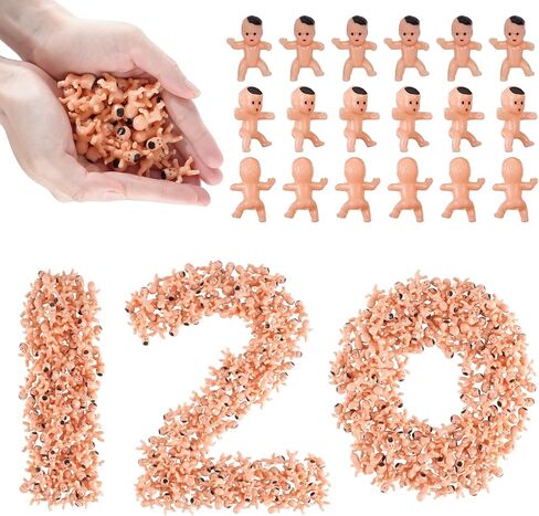 120 PCS Plastic Babies for Games, 1 Inch Mini Babies Bulk for Baby Shower Game, Tiny Baby Figurines for My Water Broke Ice Cube Game, King Cake Babies for Party Decorations in Saudi Arabia