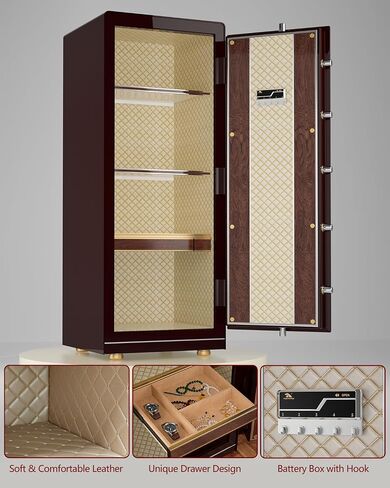 TIGERKING Extra Large Premium Home Safe – 17.7 Cuft Biometric Security Safes with Touchscreen Keypad and Backup Keys, Security Safe Box for Home Office Business, Dark Red in Saudi Arabia