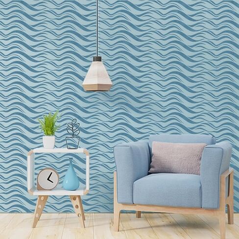 FINGERINSPIRE 2 Pcs Wave Border Stencils with Brush 11.8x5.9Inch Reusable Waves Stencils PET Marine Themes Borders Stencils Sea Waves Decoration Stencils Ocean Themes Template for Wood Wall Fabric in Saudi Arabia