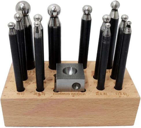 BENCH WIZARD 14 Piece Jewelers Doming Block Dapping Punch Set | Heavy Duty Stainless Steel Construction | Great for Jewelry Making & Metalworking in Kuwait