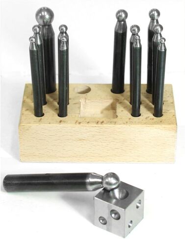 BENCH WIZARD 14 Piece Jewelers Doming Block Dapping Punch Set | Heavy Duty Stainless Steel Construction | Great for Jewelry Making & Metalworking in Kuwait