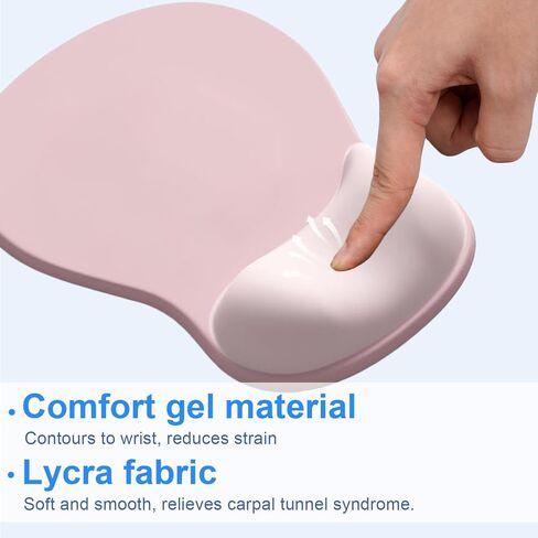 Ergonomic Mouse Pad with Gel Wrist Support, Comfortable Wrist Rest Mousepad with Non-Slip PU Base for Pain Relief, Desk, Home & Office(Pink Serenity) in Saudi Arabia