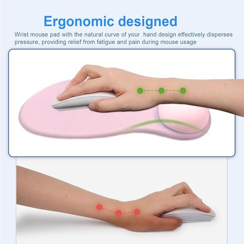 Ergonomic Mouse Pad with Gel Wrist Support, Comfortable Wrist Rest Mousepad with Non-Slip PU Base for Pain Relief, Desk, Home & Office(Pink Serenity) in Saudi Arabia