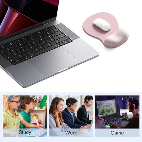 Ergonomic Mouse Pad with Gel Wrist Support, Comfortable Wrist Rest Mousepad with Non-Slip PU Base for Pain Relief, Desk, Home & Office(Pink Serenity) in Saudi Arabia