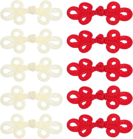 MECCANIXITY 10 Pcs Chinese Knots Frog Buttons Closure Dark Red/Ivory Sewing Buttons Fasteners for DIY Sewing Coats Cloak Sweater Bridal Costume Outfit in Saudi Arabia