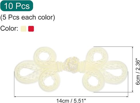 MECCANIXITY 10 Pcs Chinese Knots Frog Buttons Closure Dark Red/Ivory Sewing Buttons Fasteners for DIY Sewing Coats Cloak Sweater Bridal Costume Outfit in Saudi Arabia