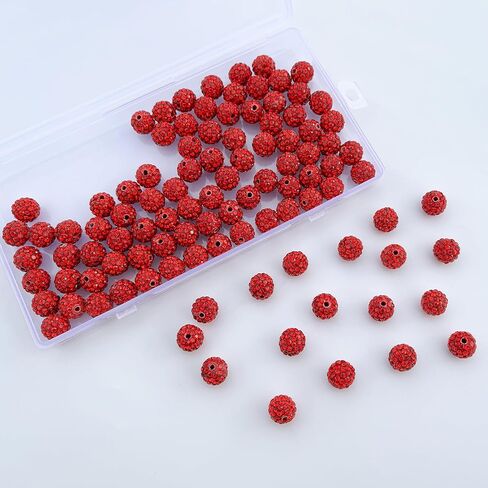 240pcs 10 مم حبات الراين من أجل صنع المجوهرات ، 24 ألوانًا متألقًا جولة ديسكو كرات بالجائزة الكثافة ، والخرز الماس الكريستالي اللامع لقرط قلادة بيسبول سوار. in Kuwait